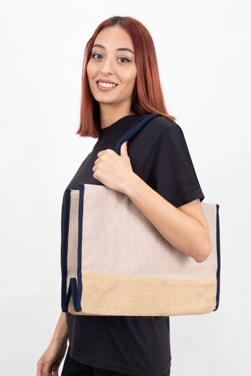 Trimmed Jute Tote Bag