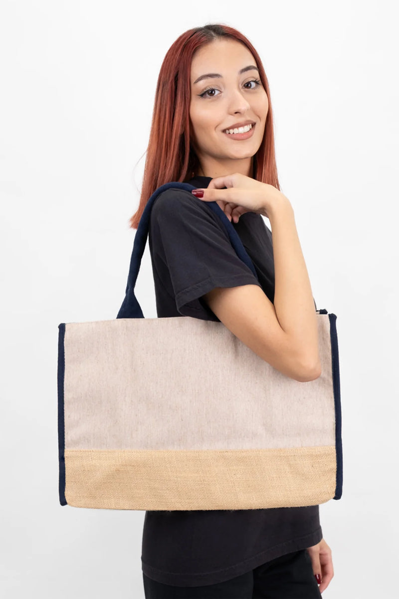 Trimmed Jute Tote Bag