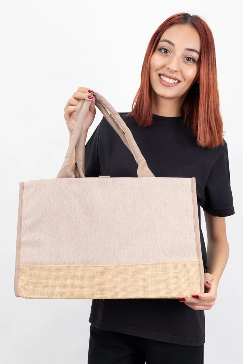 Trimmed Jute Tote Bag