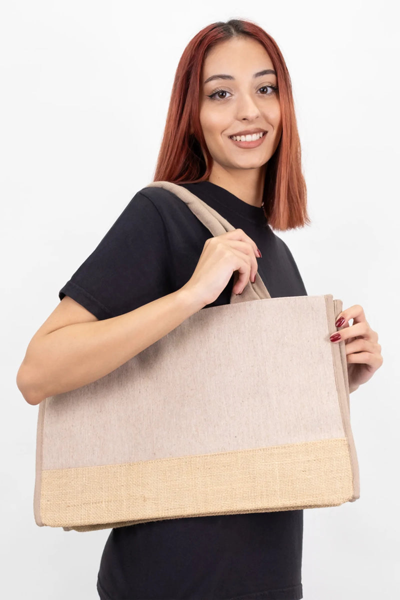 Trimmed Jute Tote Bag