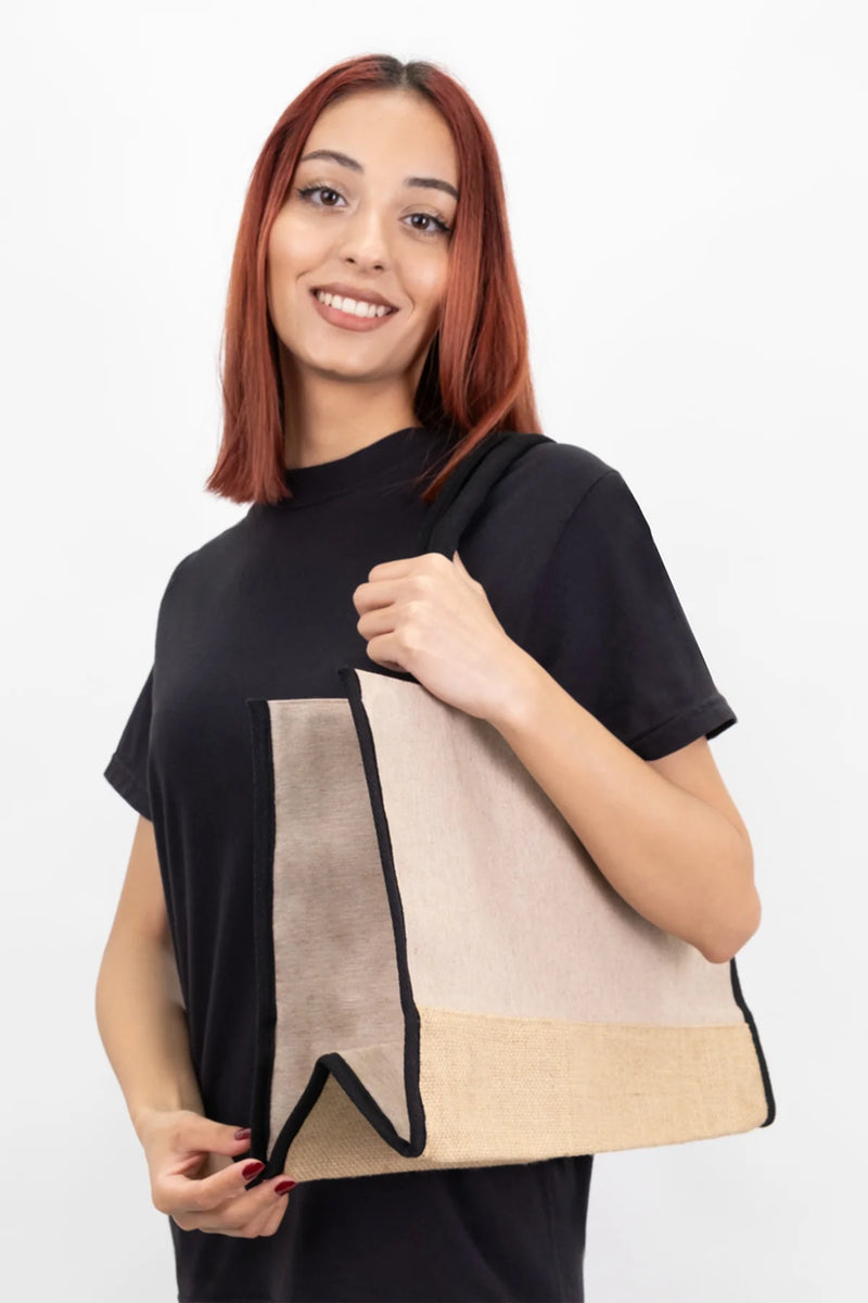 Trimmed Jute Tote Bag