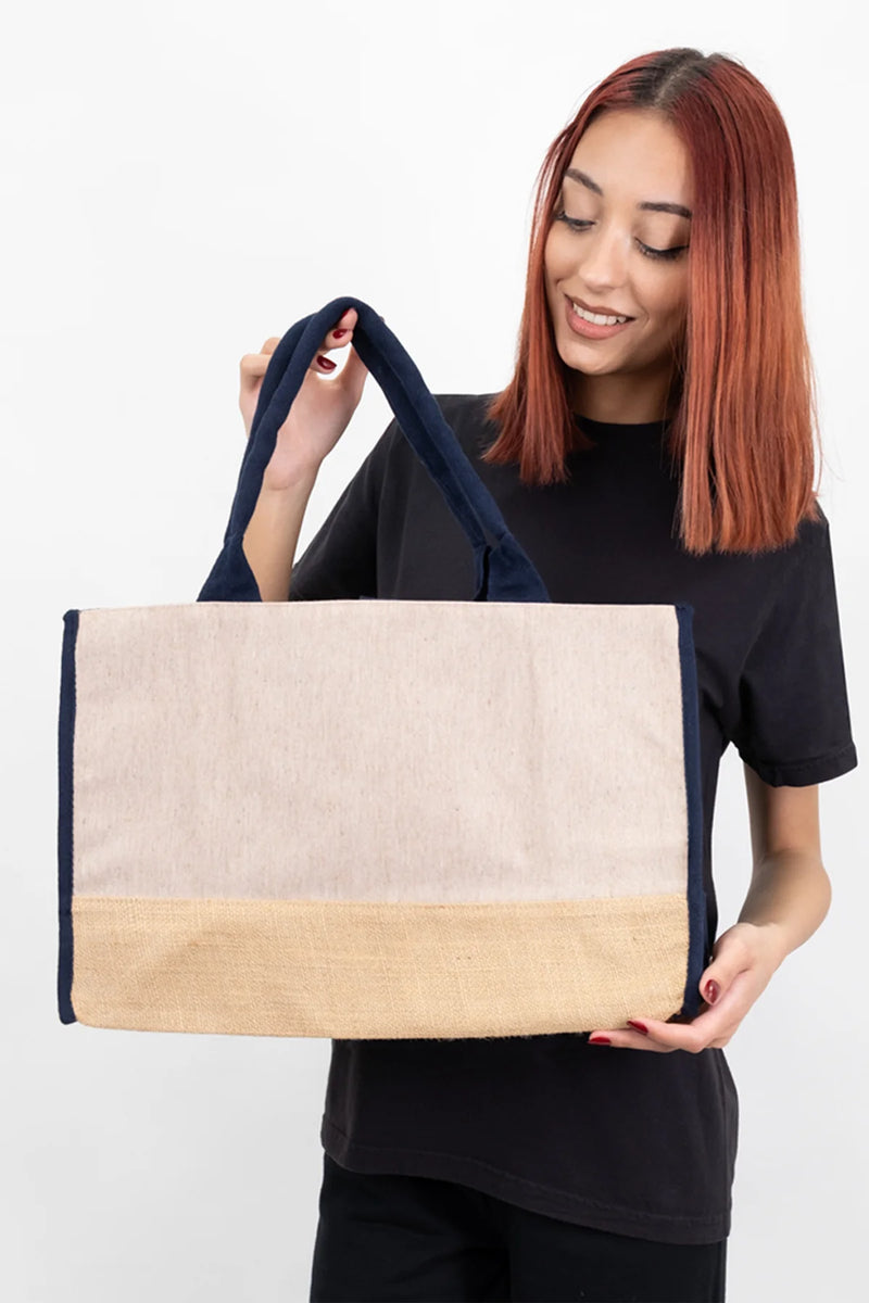 Trimmed Jute Tote Bag