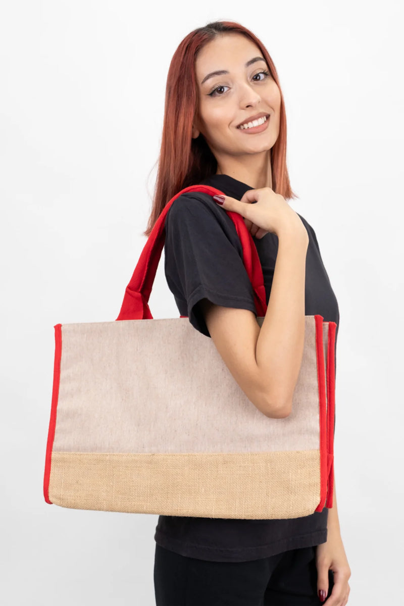 Trimmed Jute Tote Bag