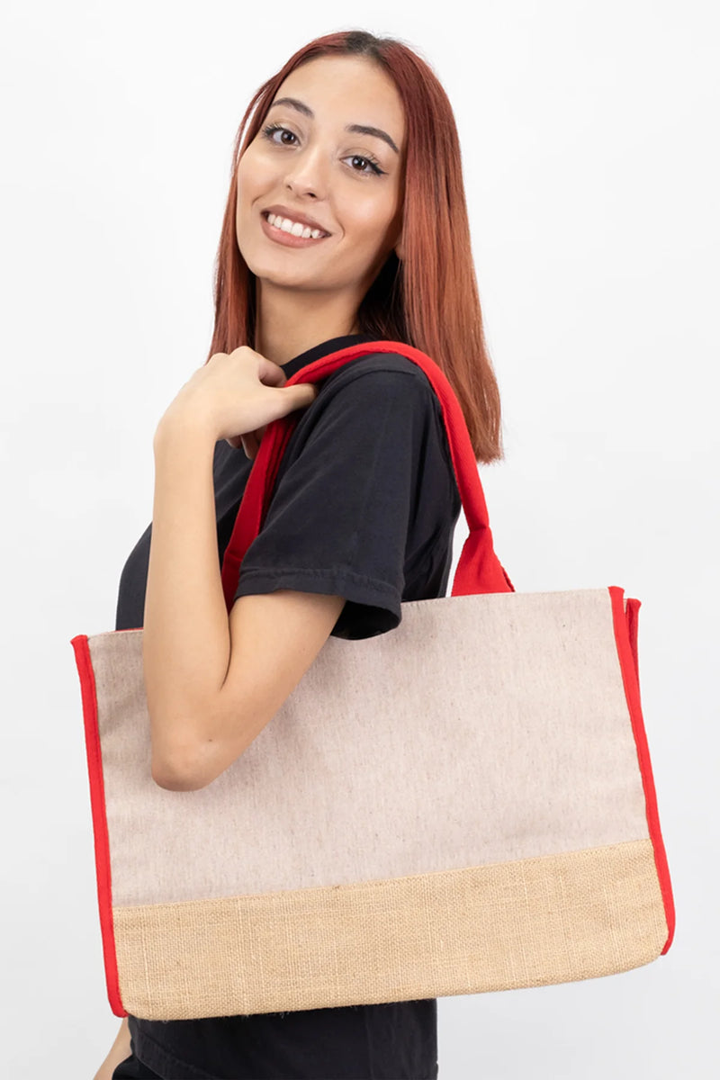 Trimmed Jute Tote Bag