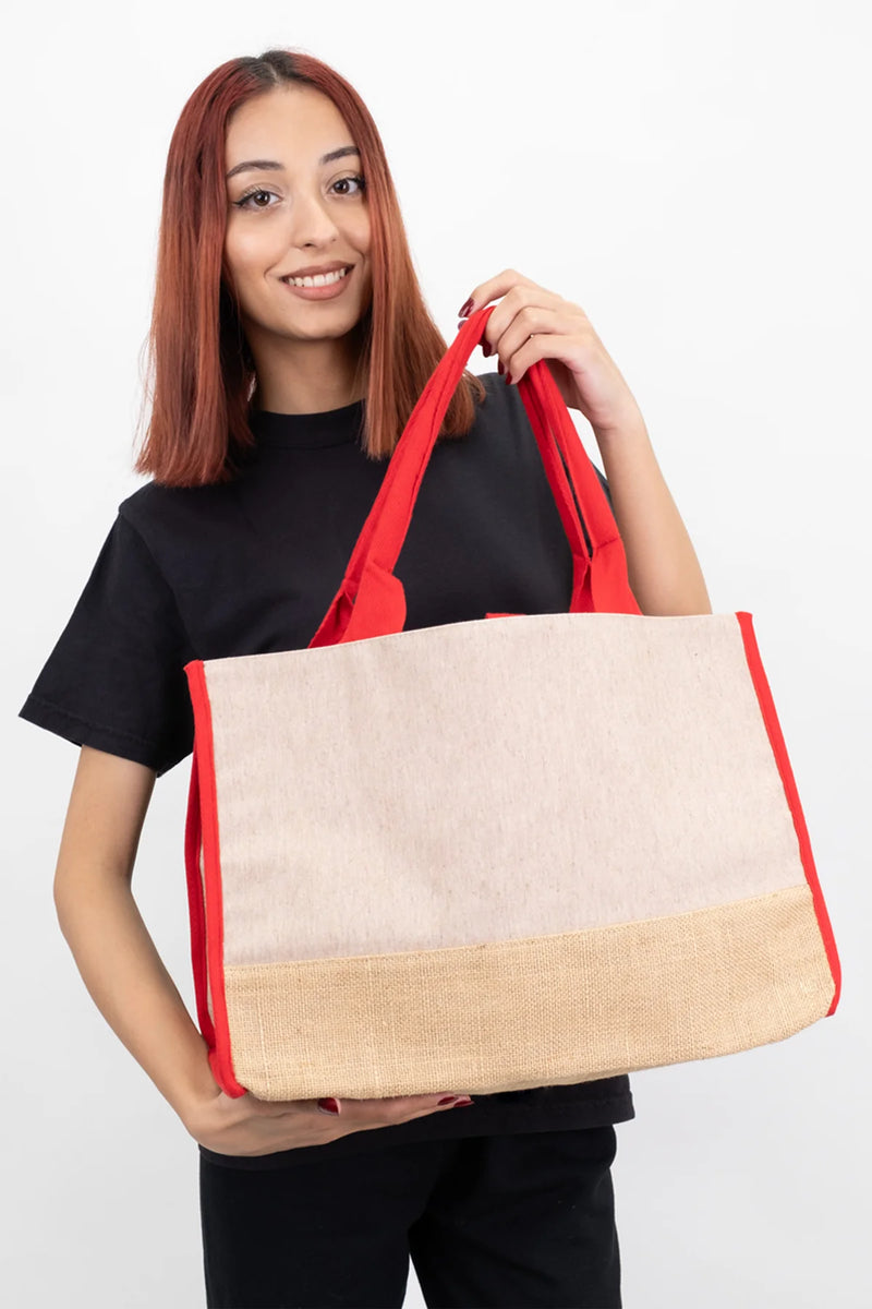 Trimmed Jute Tote Bag
